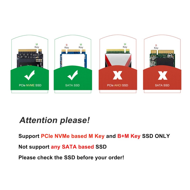 JESOT NVMe to USB Adapter, M.2 SSD Portable Converter, PCIe Based M Key Hard Drive Reader, 10 Gbps USB 3.1 Gen 2 Bridge Chip, Hot Swap, Windows, MAC OS - Image 2